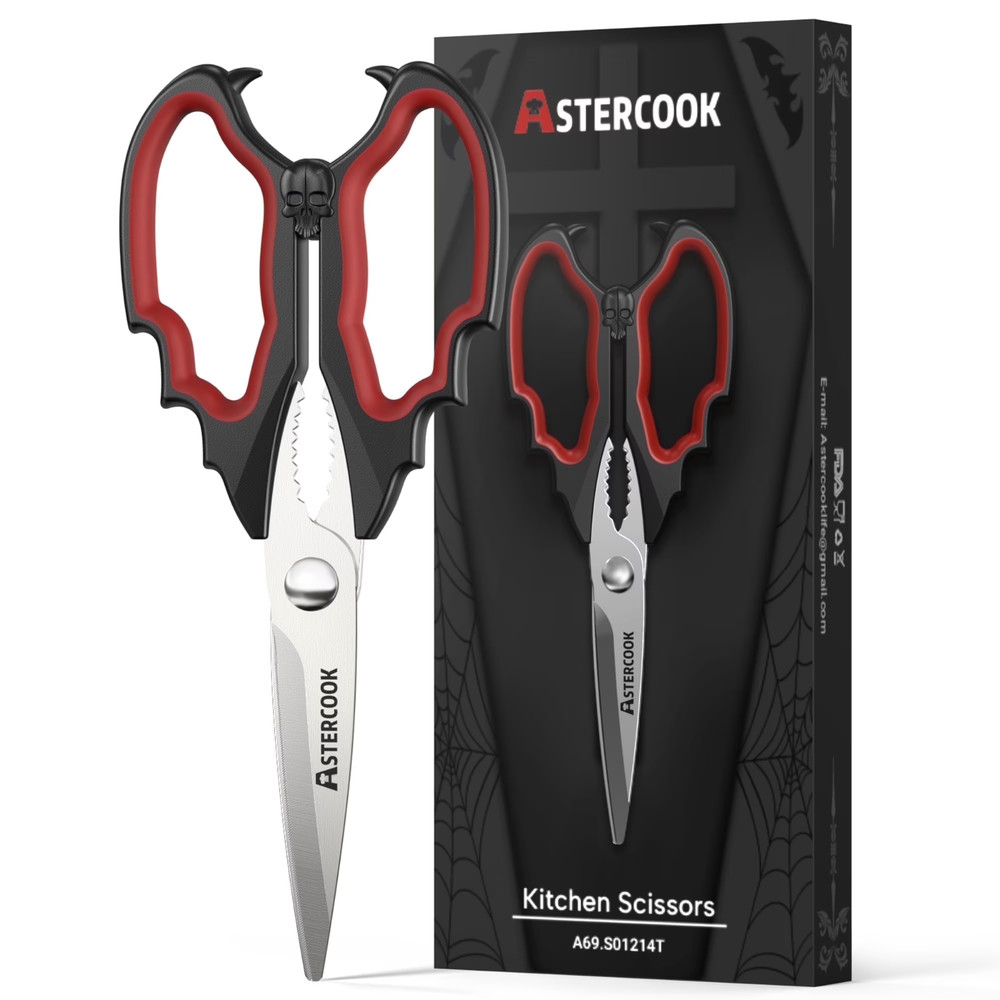 Astercook Halloween Kitchen Scissors Gothic Skull Red