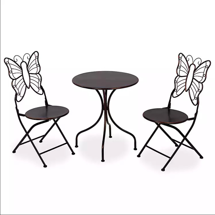Kirkland’s Bronze Metal Bufferfly 3-pc. Bistro Set