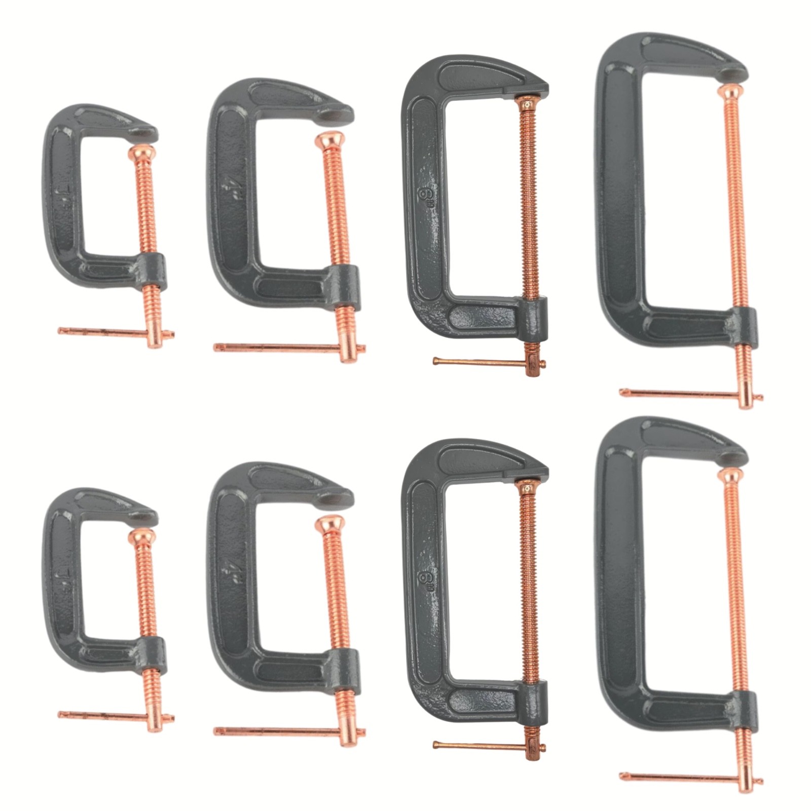 8 PC Set - Heavy Duty Steel C-Clamp | 3", 4", 6", 8" | Industrial Strength