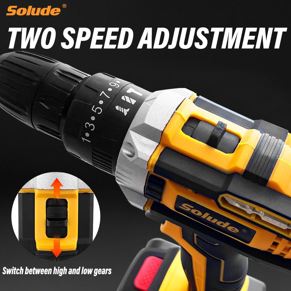 Tool Set with Drill,21V Cordless Power Drill Tool Box with 2 Battery,Electric Dr