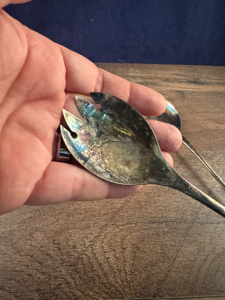 EPNS Silverplated Salad Server Set Plain Pattern Modern Design