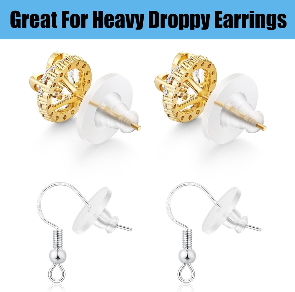 Earring Backs Rubber,100Pcs Soft Clear Earring Backs for Studs,Hypoallergenic Si