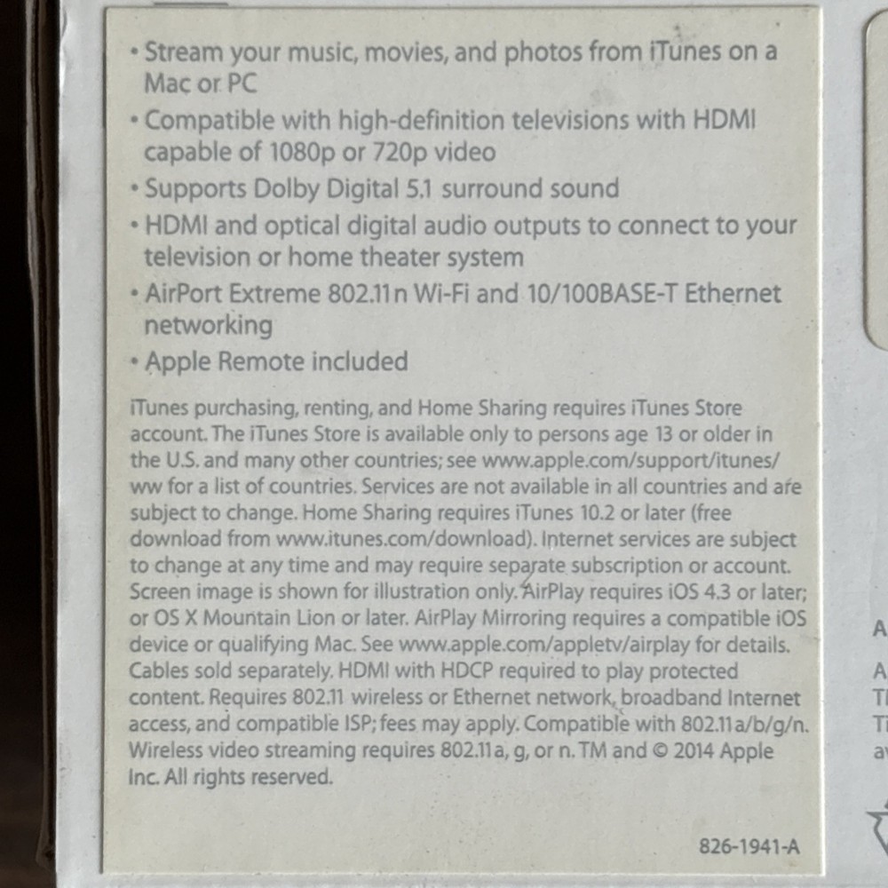 Apple TV (3rd Generation) HD Media Streamer - A1469 - Fully Functional