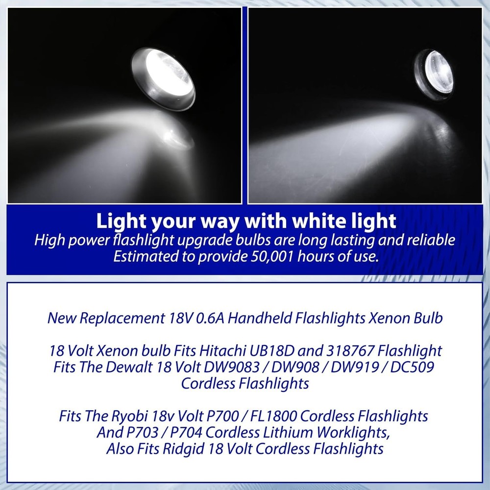 4-Pack 18V Xenon Bulb Replacement for Ryobi Flashlights & Work Lights