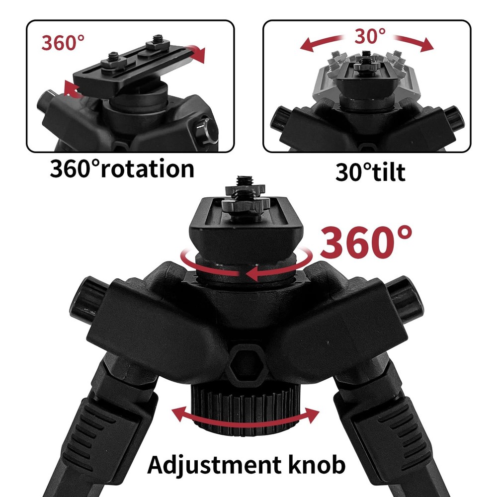 360 Degrees Swive Adjustable Bipod with Quick Detach Lever, Six Adjustable He...
