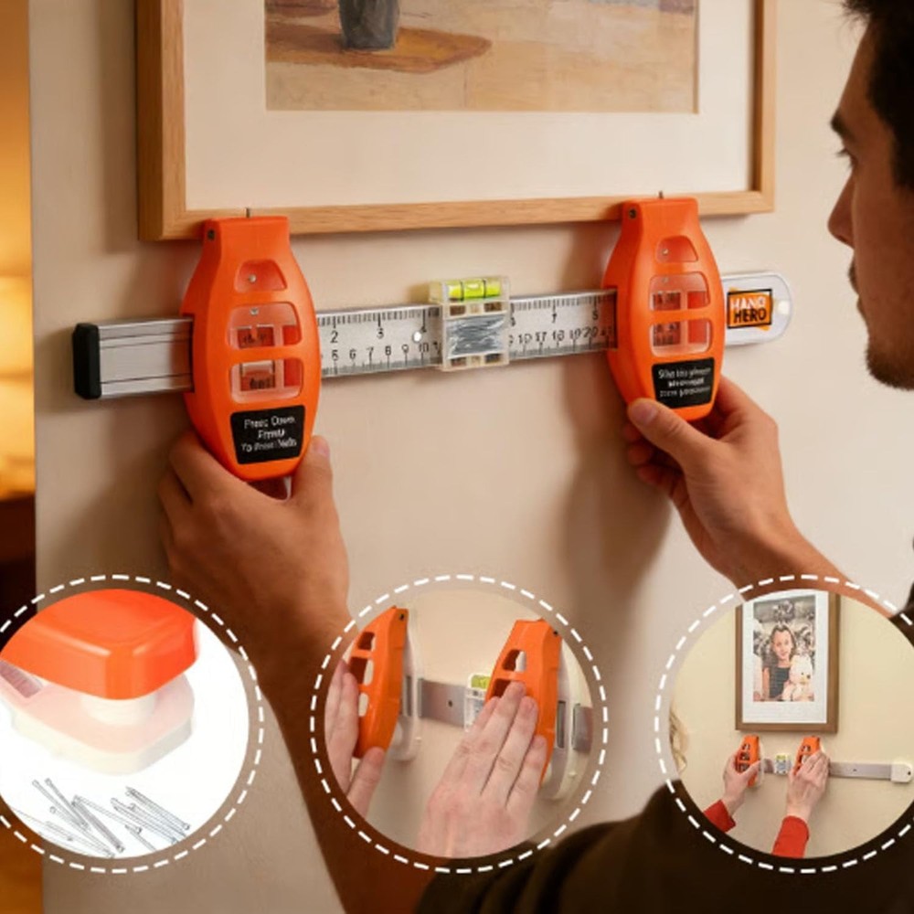Picture Hanging Tool with Level, No Measuring Frame Alignment Tool, for Photos