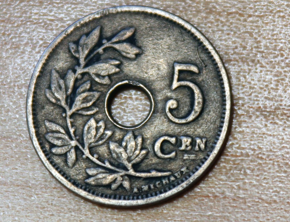 1921 Belgium 5 Centimes Dutch text