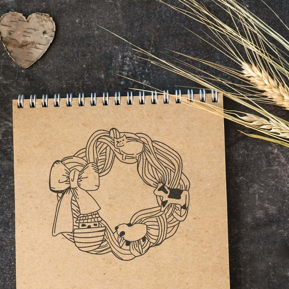 Yarn Wreath Art Rubber Stamp