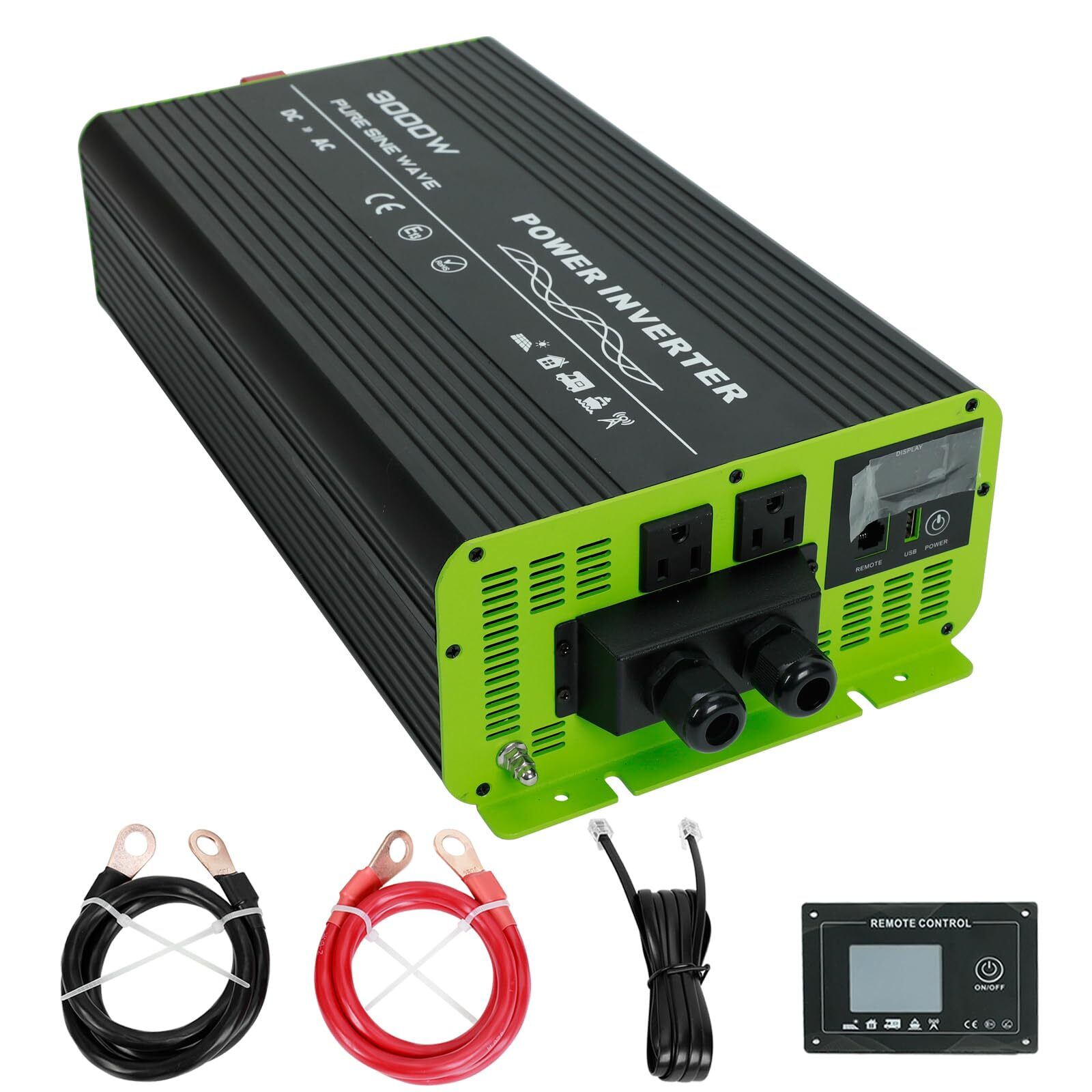 Pure Sine Wave Inverter 3000W 12V DC to 120V AC Converter for RV Camper