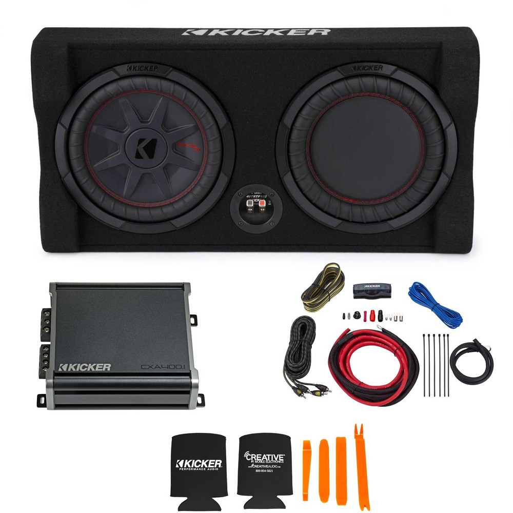 Kicker Comp RT 10" Thin Down Firing Enclosure Package with Amplifier & wire kit