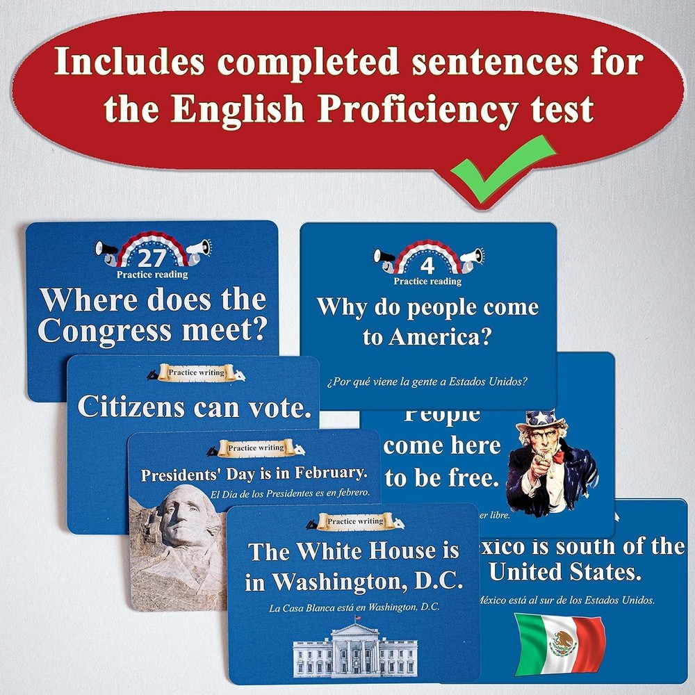 US Citizenship Flash Cards to study for the Naturalization test includes 100...