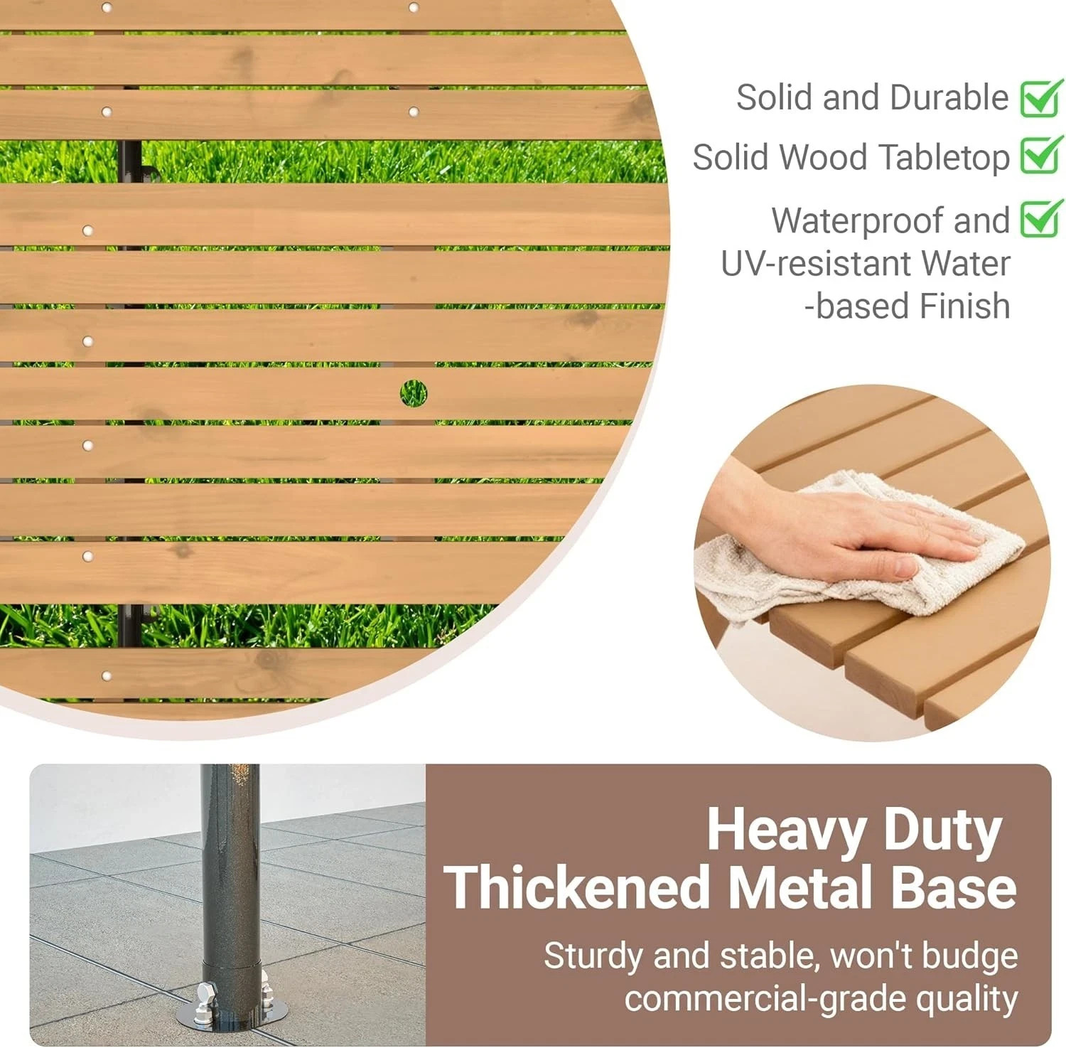 Picnic Table With Bench Outdoor Wooden Table and Chair Set for 6 People