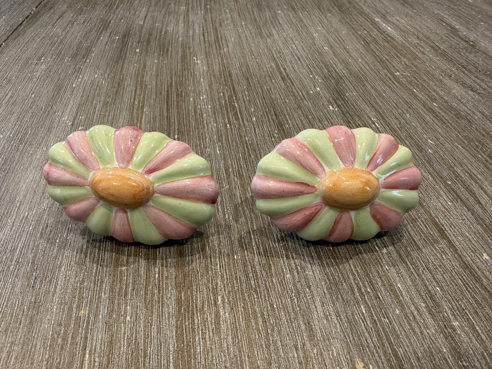 Mackenzie Childs ceramic set of 2 OVAL knobs