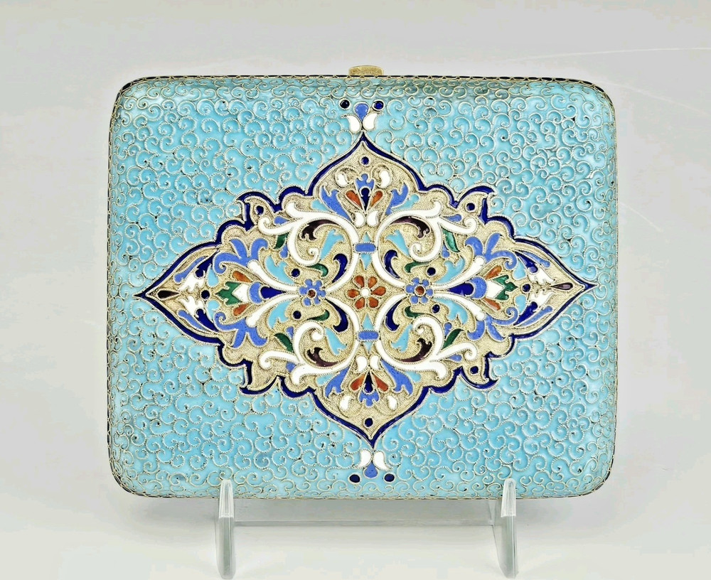 19C Russian Gilt Silver Enamel Cigarette Case