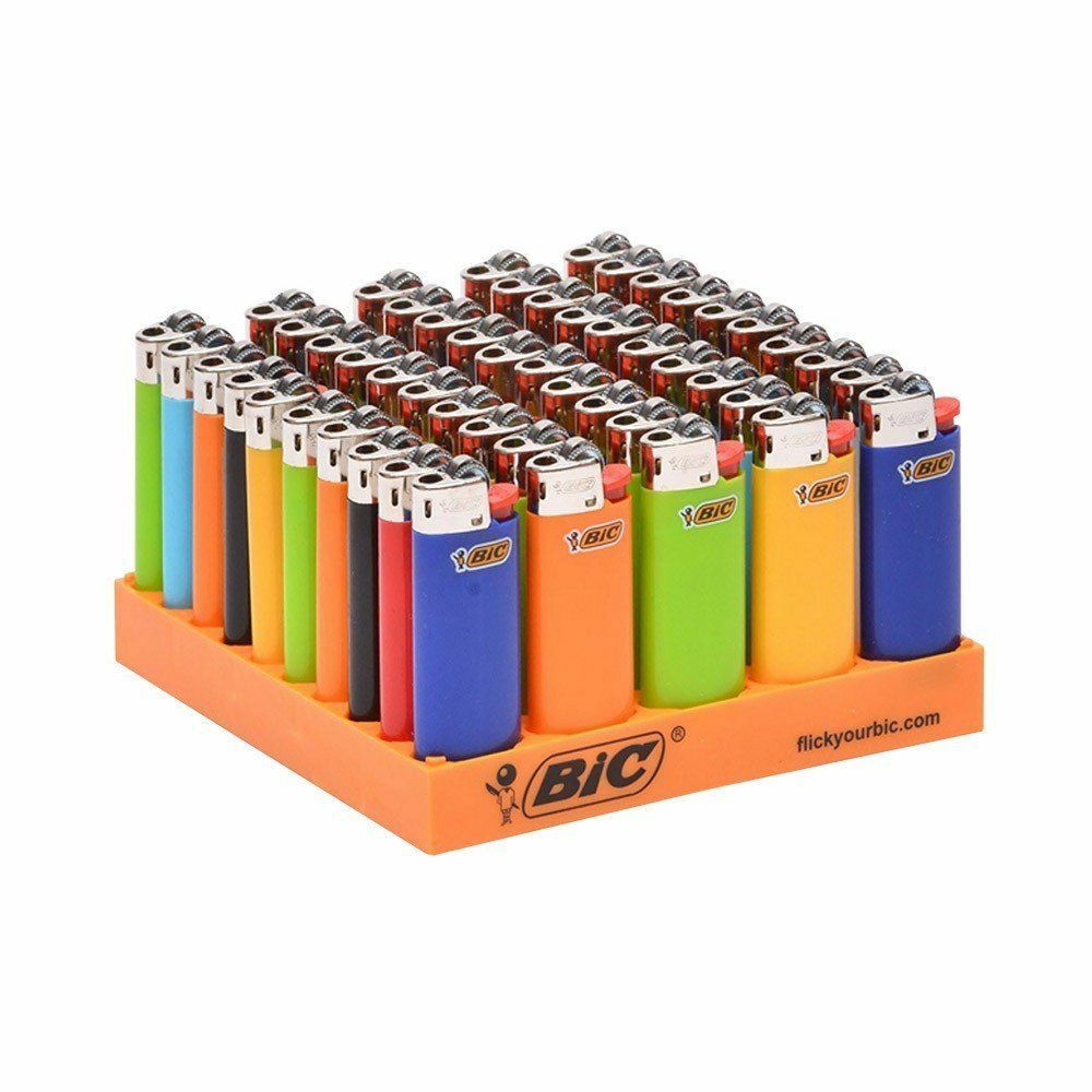 BIC Small Mini Solid - 12 Lighters - Long Last - Assorted Pink Blue Green Black