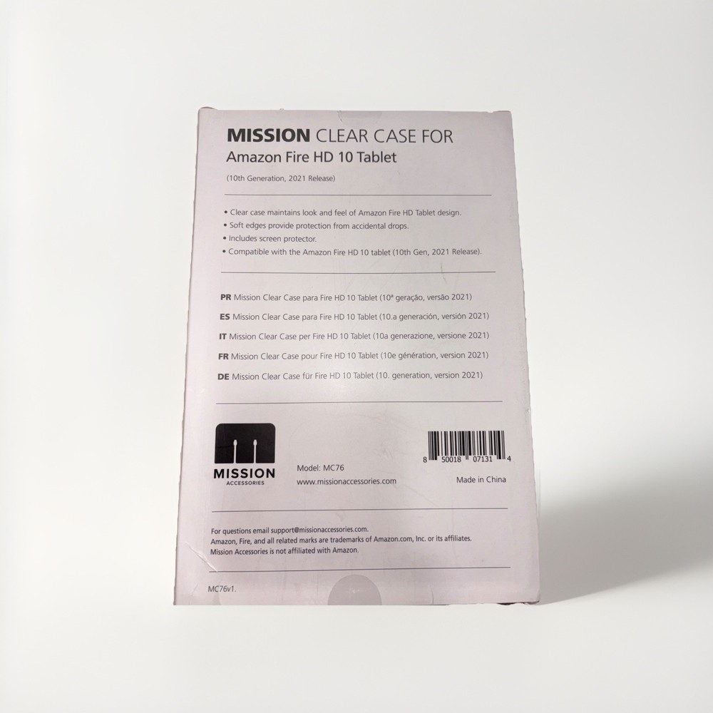 Mission Tablet Case For Amazon Fire HD 10 Tablet, Clear w/ Screen Protector