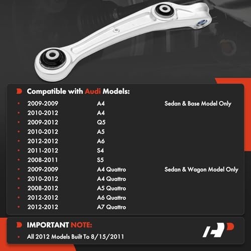 Front Left Forward Lower Control Arm, with Bushing, Compatible with Audi -