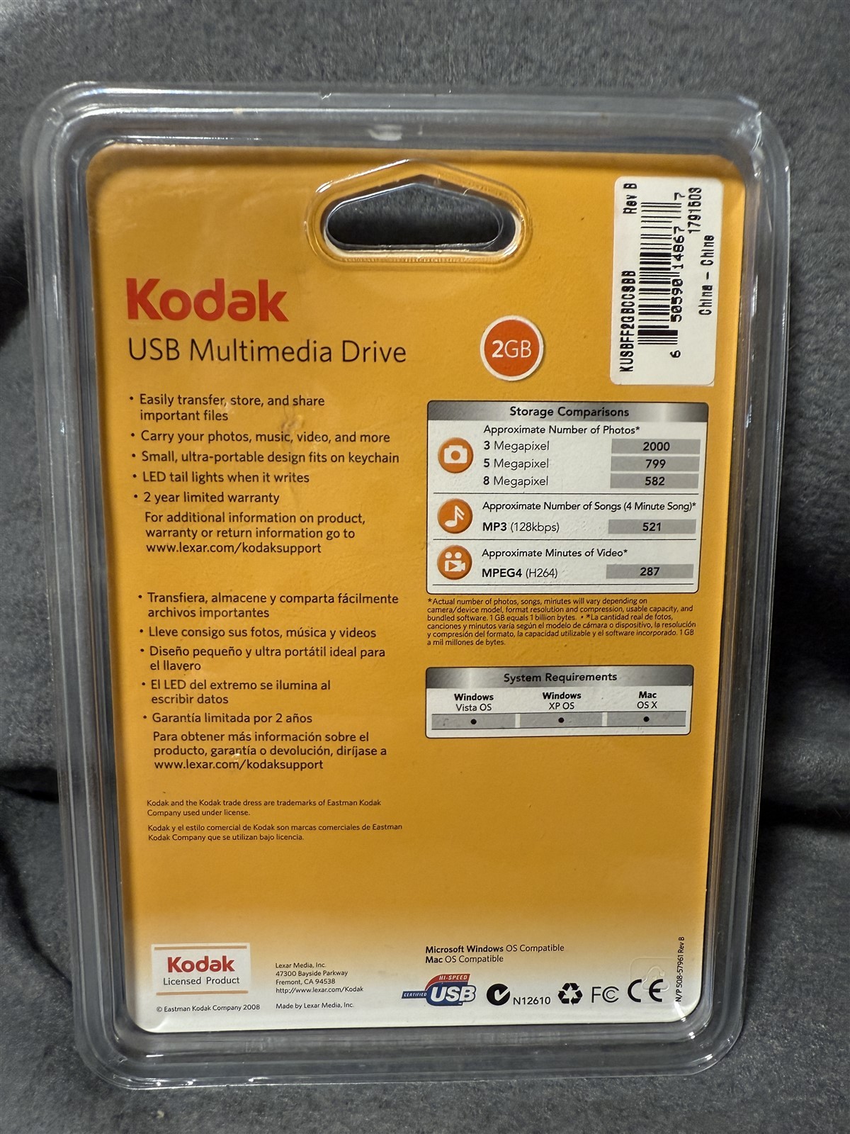 NEW KODAK 2GB USB MULTIMEDIA DRIVE "HOLDS UP TO 500 PICTURES"