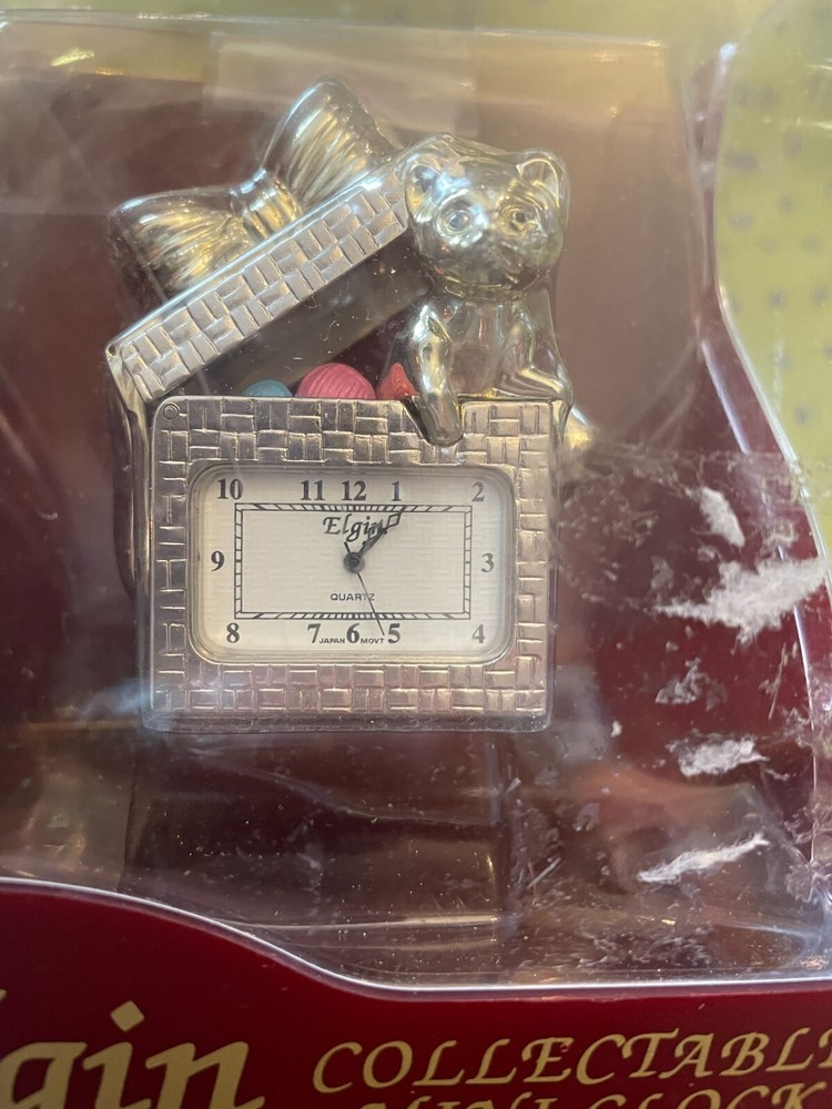 Elgin Cat Kitten Kitty Present Gift Box Mini Clock Brand New In Box!