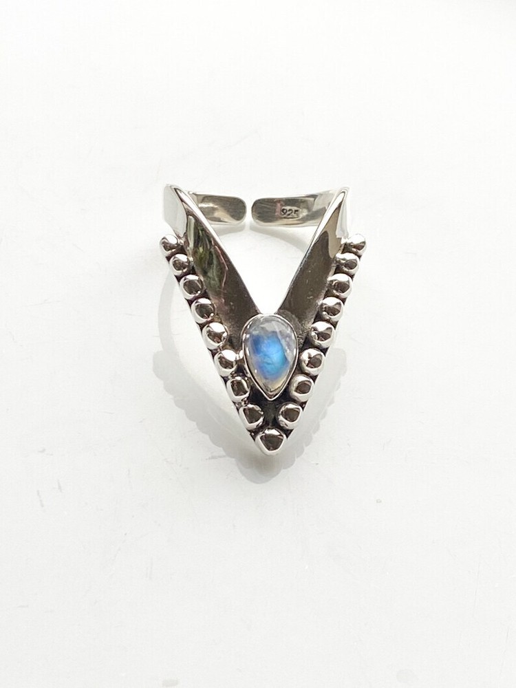 Moonstone Chevron Ring925 Sterling Silver Band &Statement Handmade Ring All size