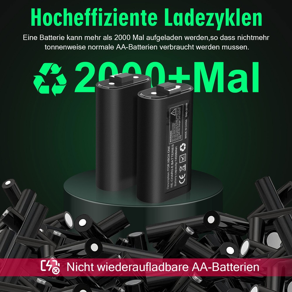 2*Rechargeable Battery+USB Charger Cable Pack For XBOX One/360/S/X Controller US