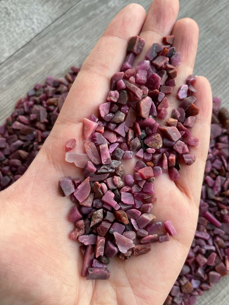 Ruby Semi Tumbled Gemstone Mini Chips 3 - 10 mm, Wholesale Bulk Lot