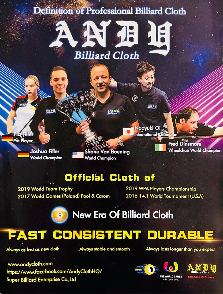 Andy's 600 Cloth - 8' Set - Camel Pool Table Cloth - Value added items