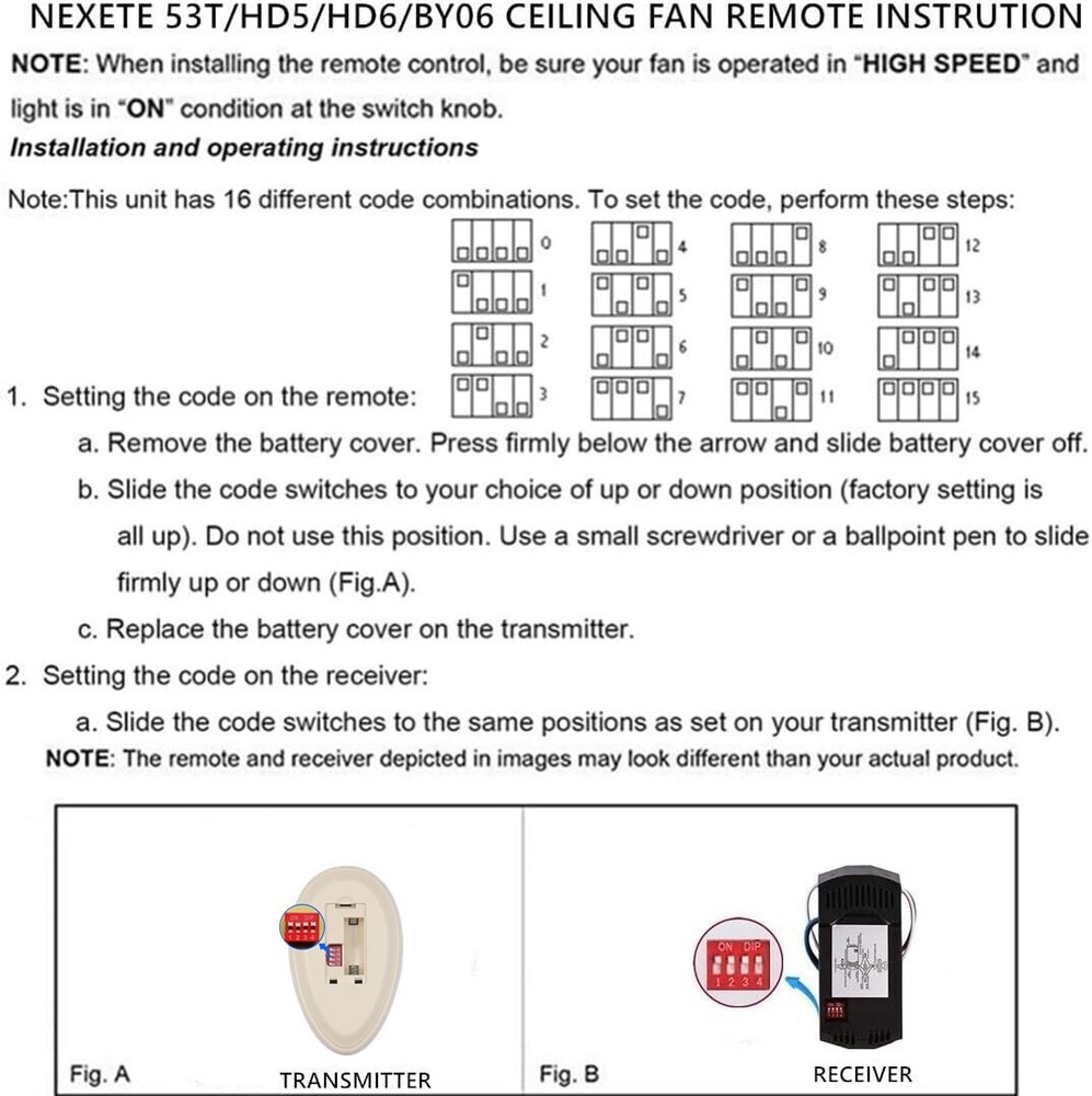 35T Ceiling Fan Remote Control Dimmer Replacement for Harbor Breeze Hampton