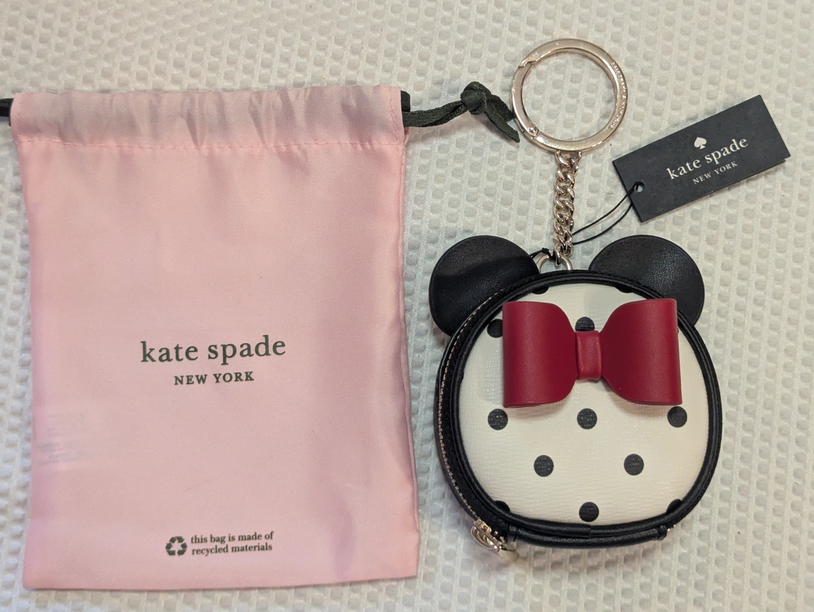 NWT! Kate Spade Disney X Kate Spade New York Minnie Mouse Coin Purse Keychain