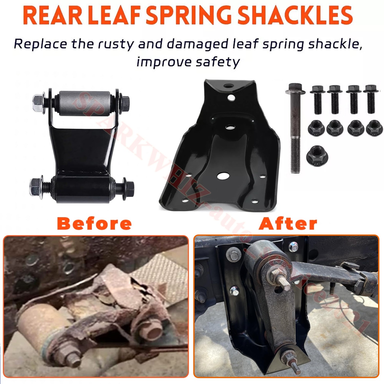 Rear Leaf Spring Hanger Bracket and Shackle Kits for Chevy Silverado GMC Sierra