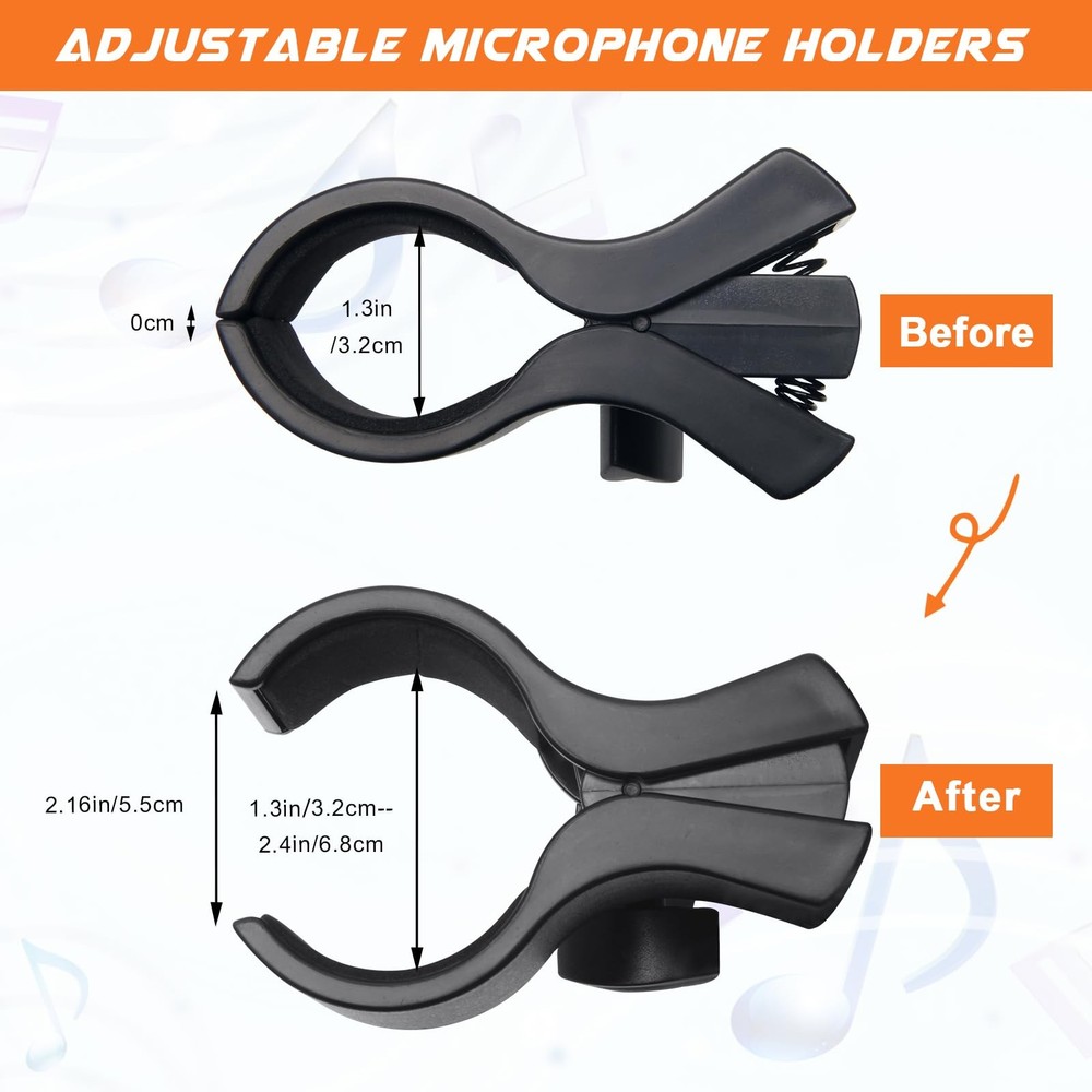 Adjustable Microphone Holder Clip, 4 Pcs Plastic Spring Mic Clip, Microphone ...