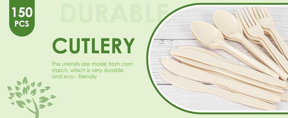 Disposable Paper Plates Set postable Srcane Plates, Bowls,