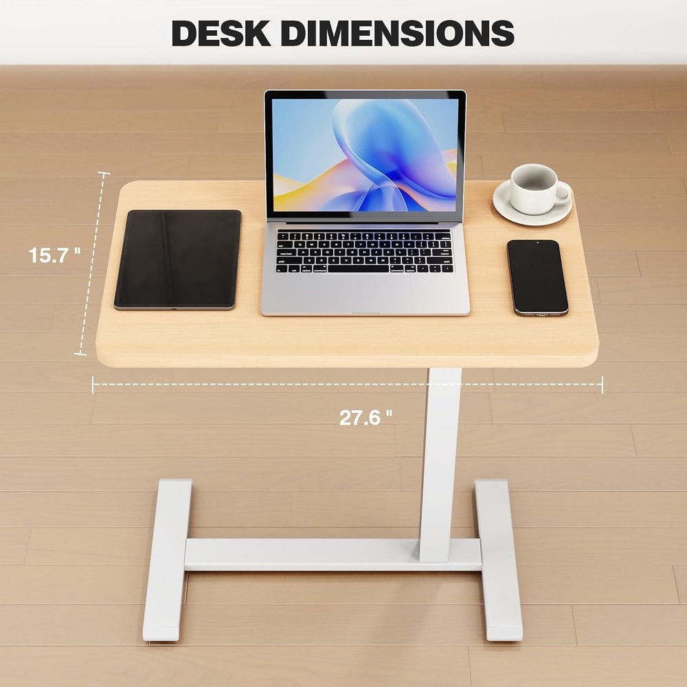 Over Bed Bedside Table W/ Wheels Rolling Height Adjustable Overbed Desk Mobile