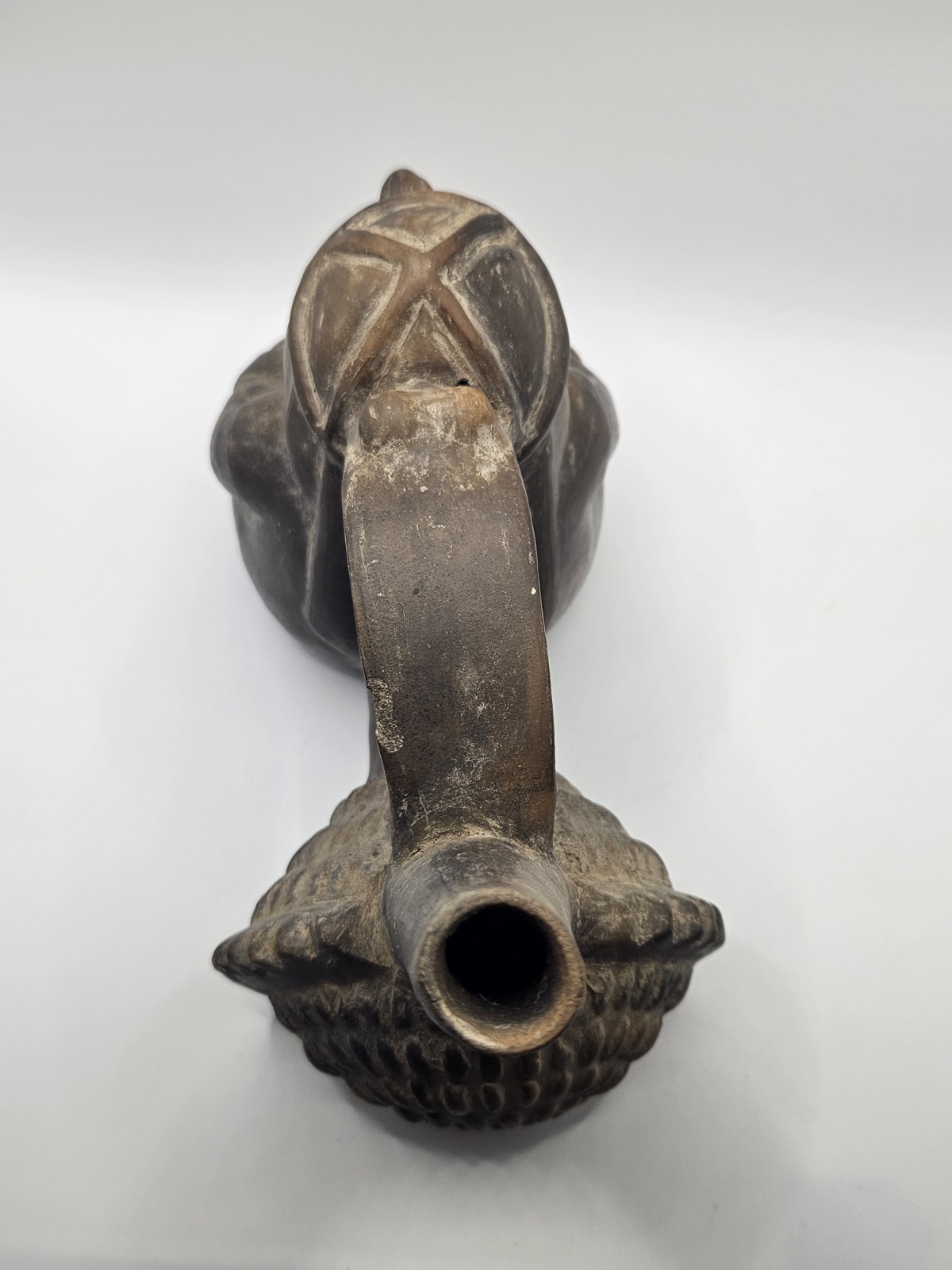 Peruvian Blackware Pottery Vessel Chimú Style Pre Columbian Seated Figure