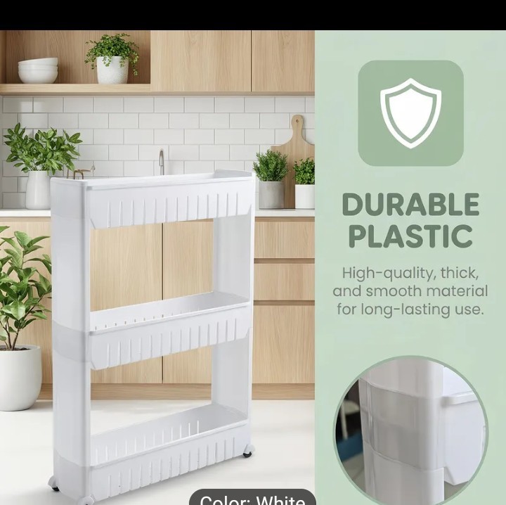 Laundry Room Storage Rack, Mobile Shelf Unit Storage Rack, With 3 Large