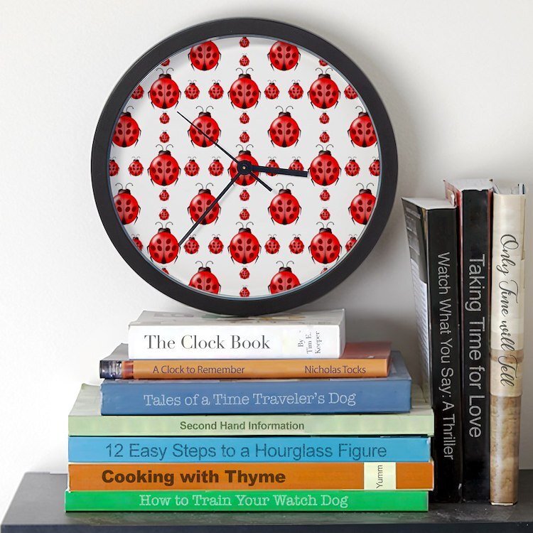 CafePress Red Ladybug Pattern 10" Wall Clock (1351735609)