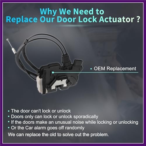 Replacement Rear Left Driver Side Power Door Lock Actuator Motor with Cable