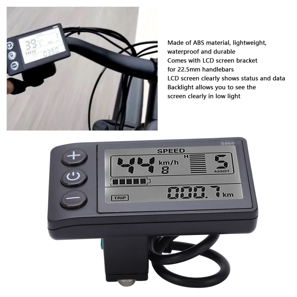 VGEBY Electric S866 LCD Display Meter 24V-48V Control Panel with Plug Brushle...