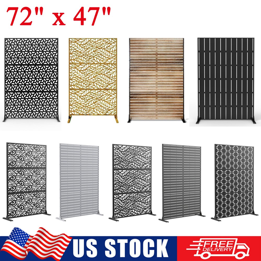 72"x47" Metal Privacy Fence Screen Indoor/Outdoor Decorative Screens and Panels