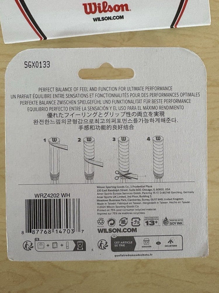 Wilson Sensation Plus Tennis String Red, Sublime Easy Wrap Grip White