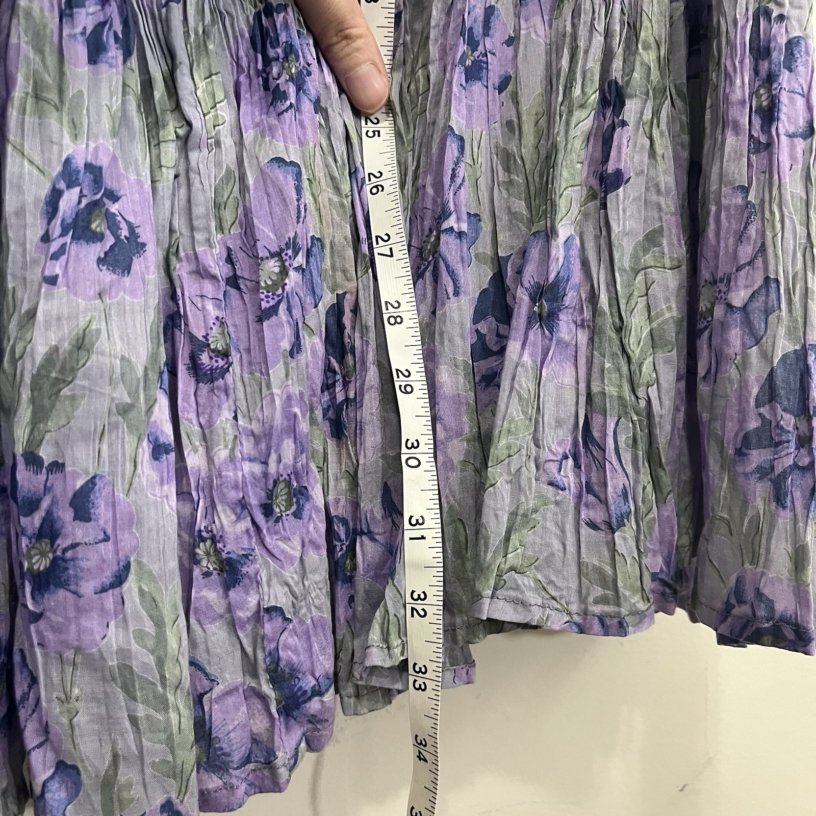 VTG Women 90s Cotton Floral Broomstick Tiered Maxi Skirt 2X Cottagecore Purple