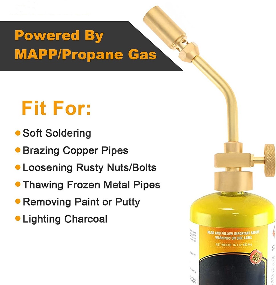 Solid Brass Pencil Flame Torch MAPP Propane CGA600 Cylinder Bottle Control Vavle