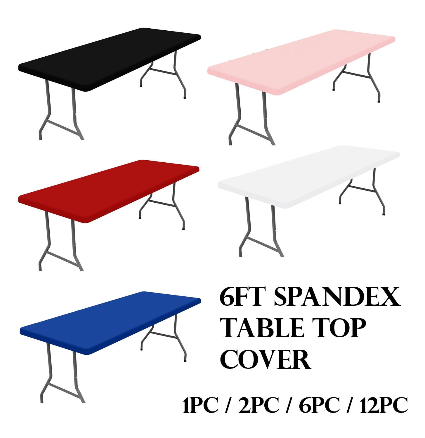 6ft Spandex Tabletop Cover, Spandex Tablecloth, Table cover for table decoration