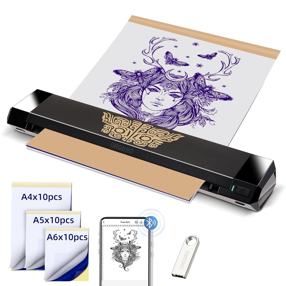 ORGBRO Tattoo Stencil Printer, X8 Thermal Transfer Printer with Black