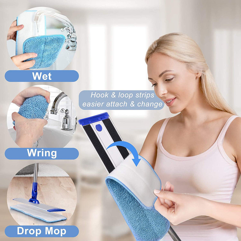 18" Professional Microfiber Mop Floor Cleaning System, Flat Mop with Stainless S