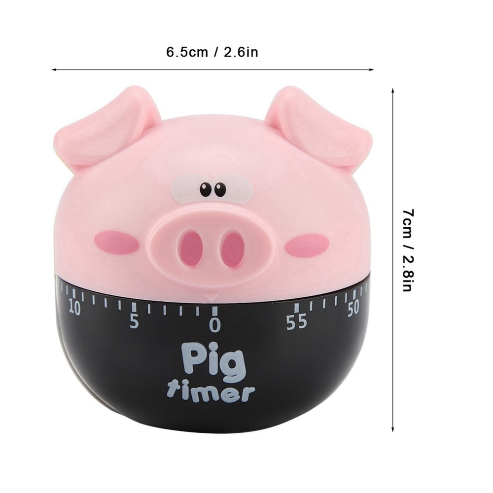 Cartoon Pig Kitchen Mechanical Timer Pink