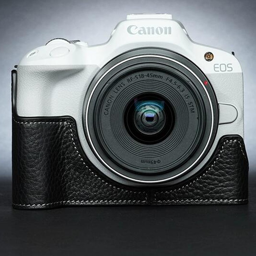 Handmade Real Leather Camera Half Cover Case Protective Base For Canon EOS R50 V