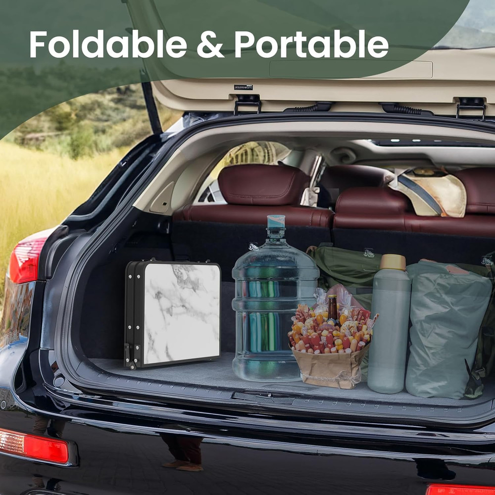 Small Camping Table Foldable 2Ft, Folding Picnic Table with Side Racks, Folding