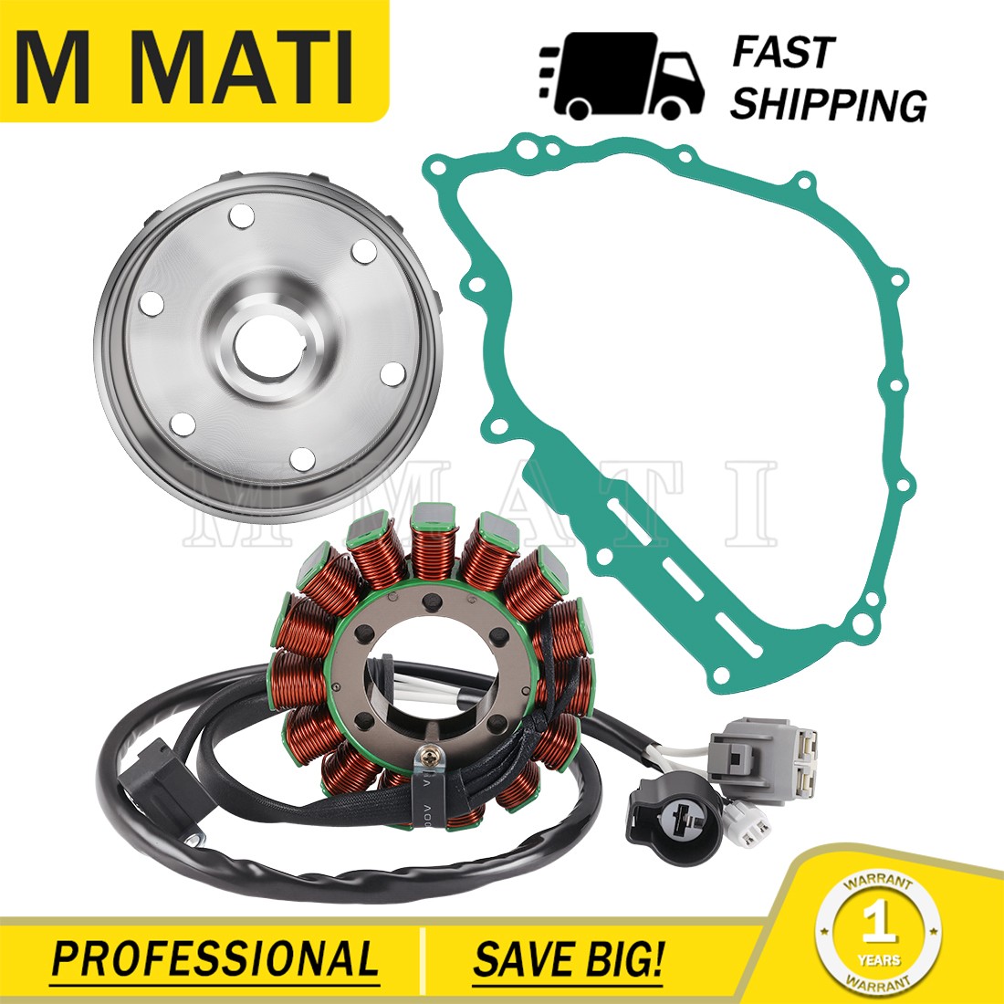 Flywheel Rotor + Stator + Gasket For Yamaha Rhino 700 YXR700 2008 2009 - 2013