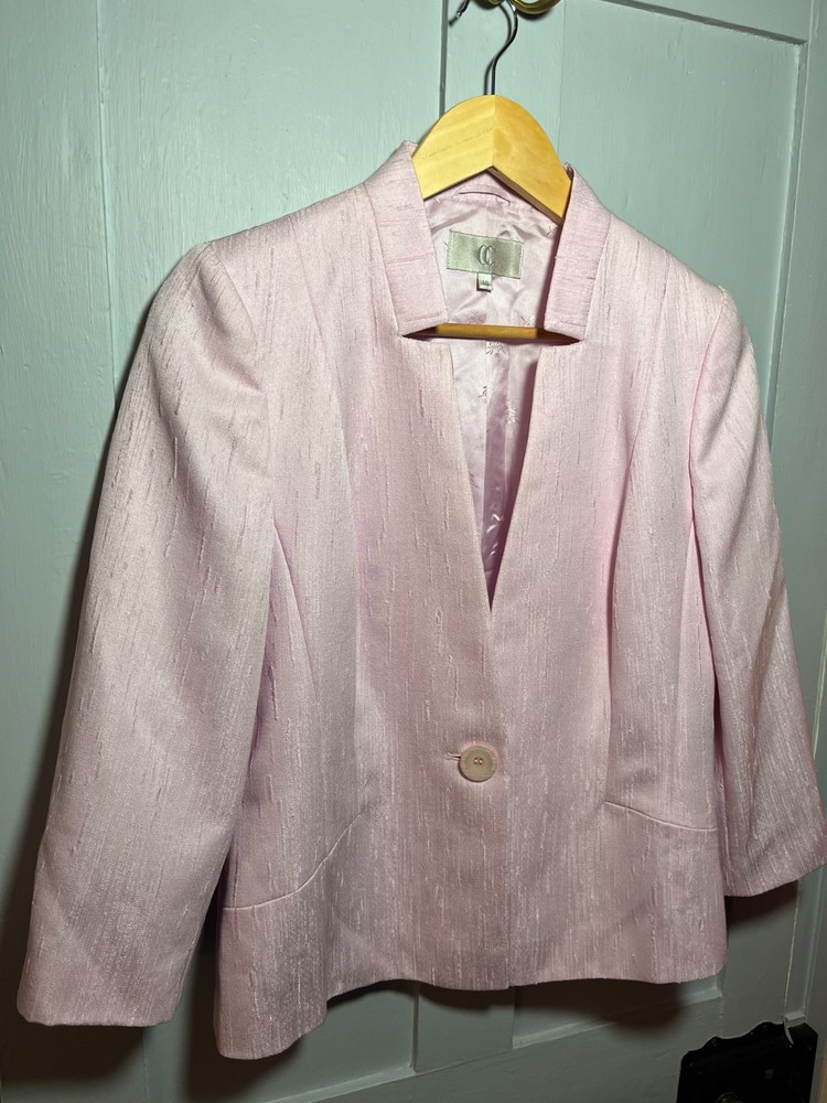 CC Womens Elegant Pale Pink Lined Jacket Size 10